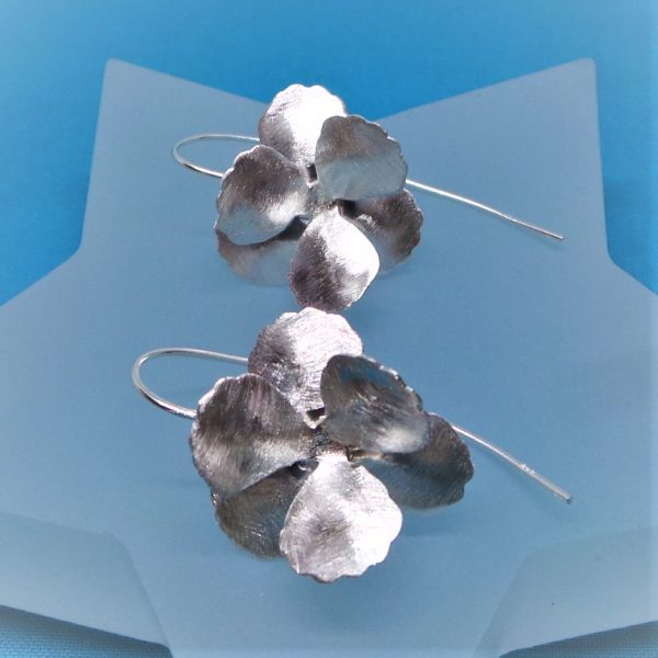 Hawaiian Blossom Sterling Silver Contemporary Drop Earrings