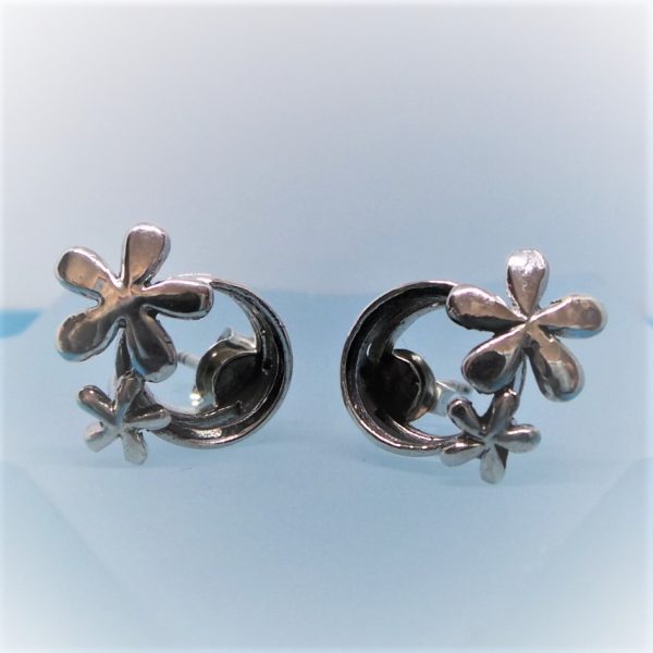 Sassy Silver Flower Hoop Earrings