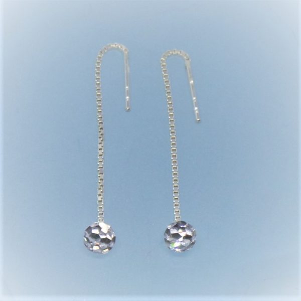 Gorgeous Threadable Silver Earrings with Crystal Balls