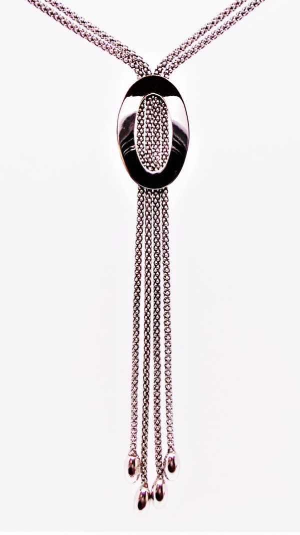 Slinky, Sterling Silver, Two-String Tassel Popcorn Necklace