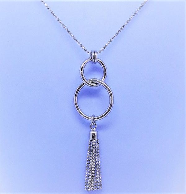 Stunning Sterling Silver Rings and Tassel Drop Necklace