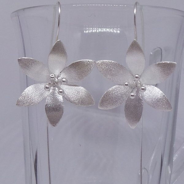 Sophisticated Sterling Silver Matte Flower Earrings
