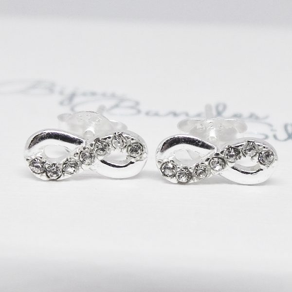 Sterling Silver Infinity Bow Cubic Zirconia Studs