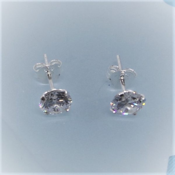 Sparkling Cubic Zirconia Sterling Silver Stud Earrings