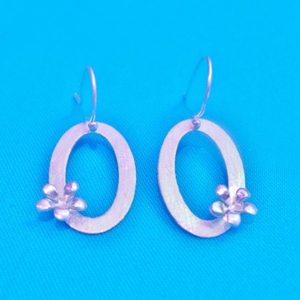 Matte and Polished Sterling Silver Oval Earrings