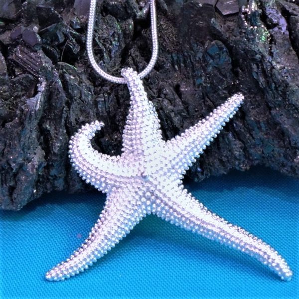 Funky Chunky, Sterling Silver, Textured Starfish Pendant