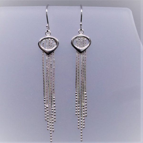 Gorgeous Contemporary Silver Heart and Tassel Drop Earrings