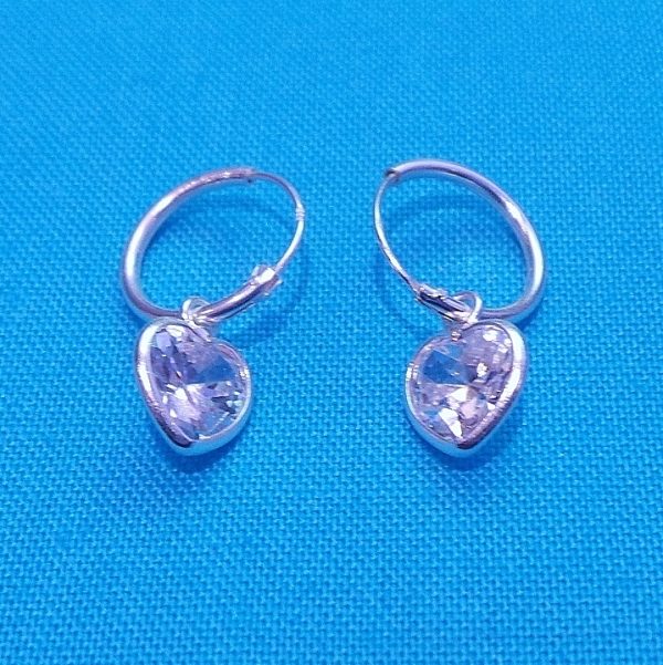 Darling Little Crystal Drop Heart Mini Hoop Earrings