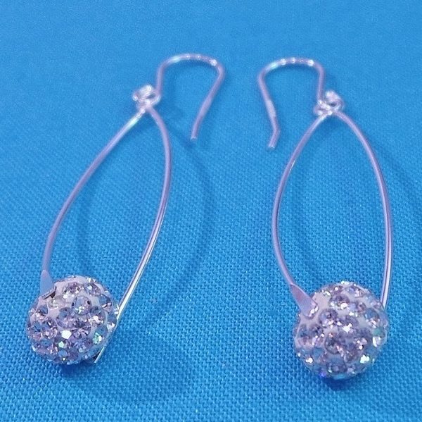 Delicious Crystal Drop Oval Sterling Silver Earrings
