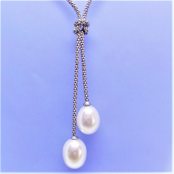 Enchanting Double Pearl Cascading Sterling Silver Necklace