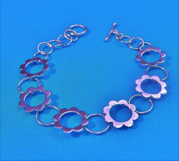 Circle Flower Silhouettes Link Bracelet (2)
