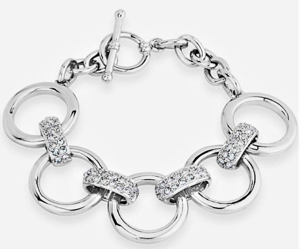 Fabulous, Classy Imitation Rhodium Crystal Link Bracelet