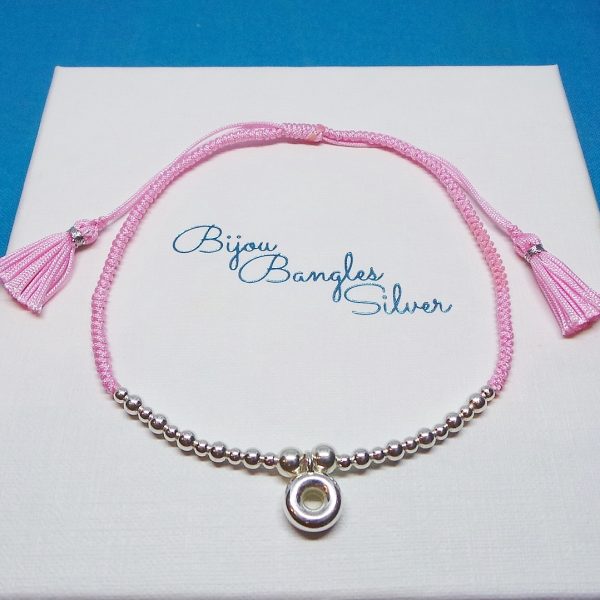 Dainty Light Pink and Sterling Silver Tassel Bracelet