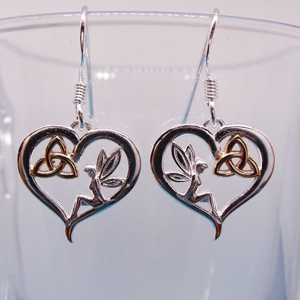 Fairy Heart Celtic Trinity Sterling Silver Earrings