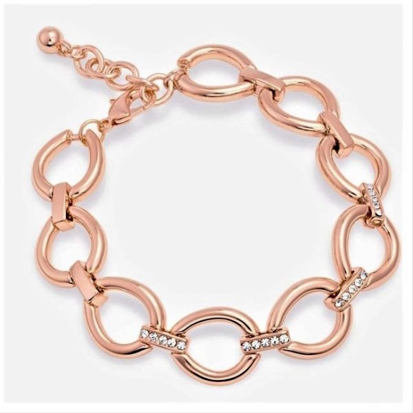 Contemporary Rose Gold Plated Crystal Link Bracelet