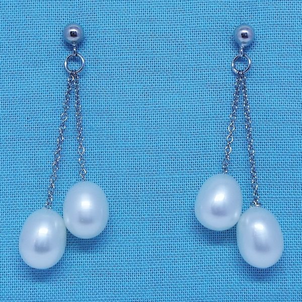 Sophisticated Silver Freshwater Pearl Drop Earrings
