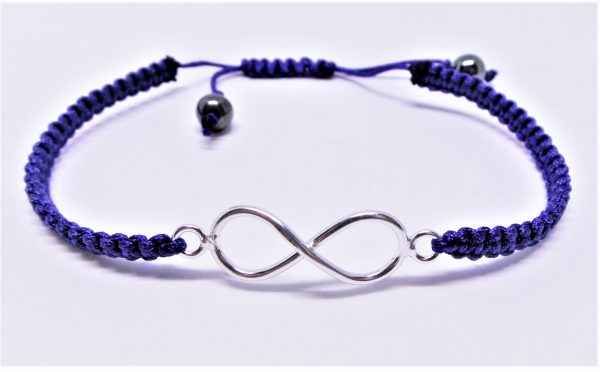 Gorgeous Waxed Blue and Sterling Silver Infinity Bracelet
