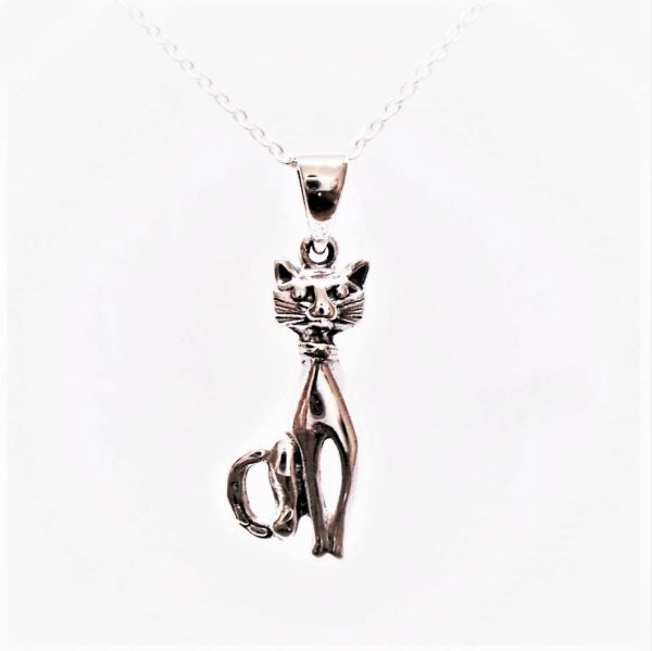 Dainty Sterling Silver Cat Necklace