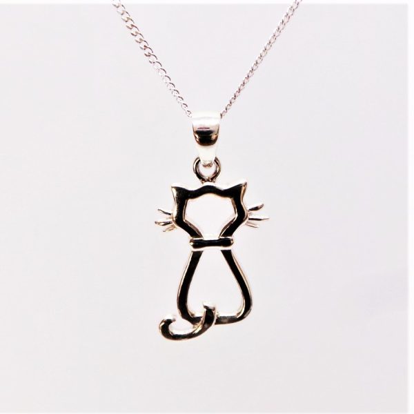 Charming Sterling Silver Cat Pendant
