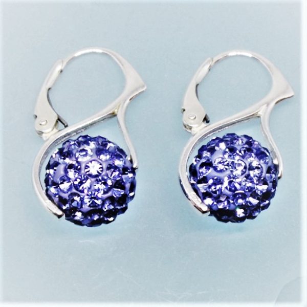 Fun Blue Disco Ball Swarovski Crystal Earrings