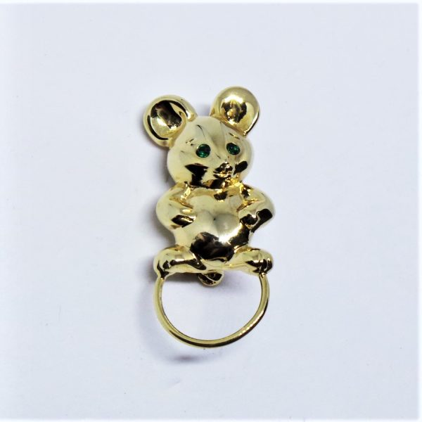 Cute Emerald Eyed Mouse Brooch