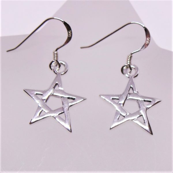 Sparkling Sterling Silver Pentagram Earrings